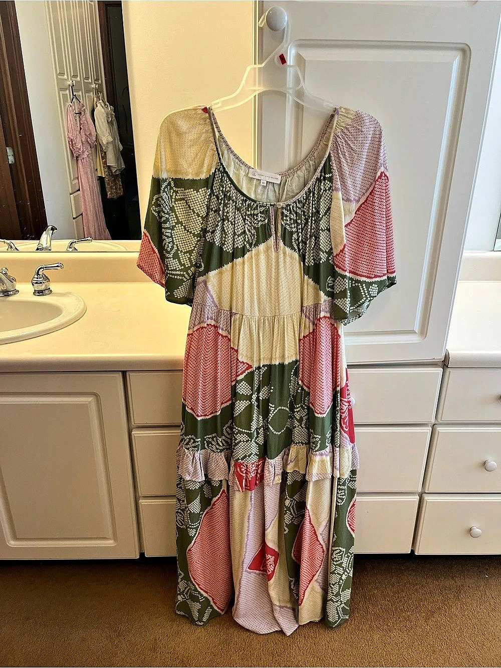 Corey Lynn Calter Women's Maxi Dress Green & Pink XS Like New